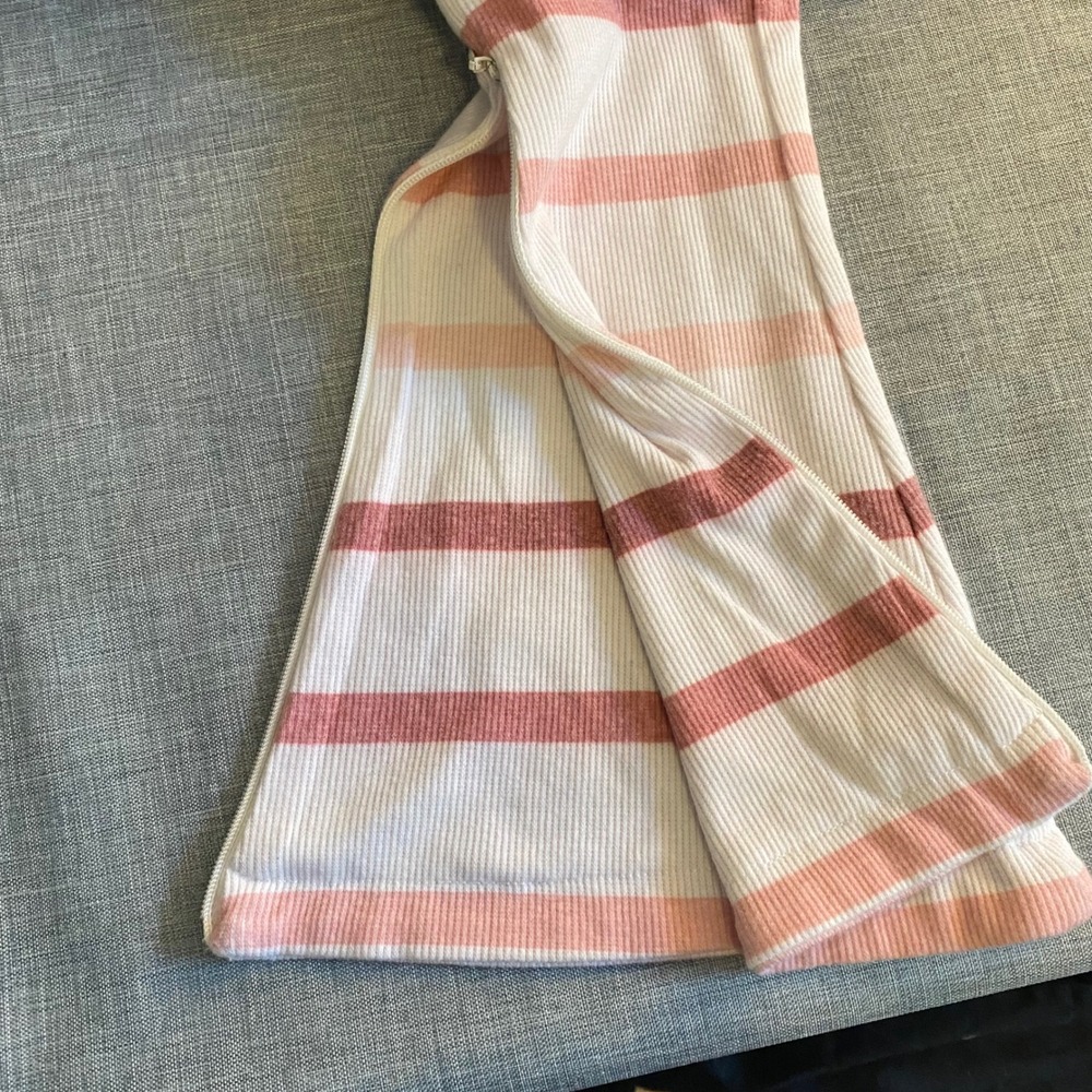 CHASER Anthropologie Striped Flared Leggings Pants‎ Cream Pink Red Boho  Size Sm - Picture 5 of 5